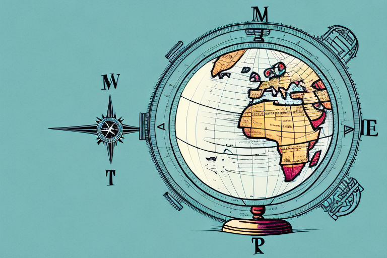 A book with a globe and a compass